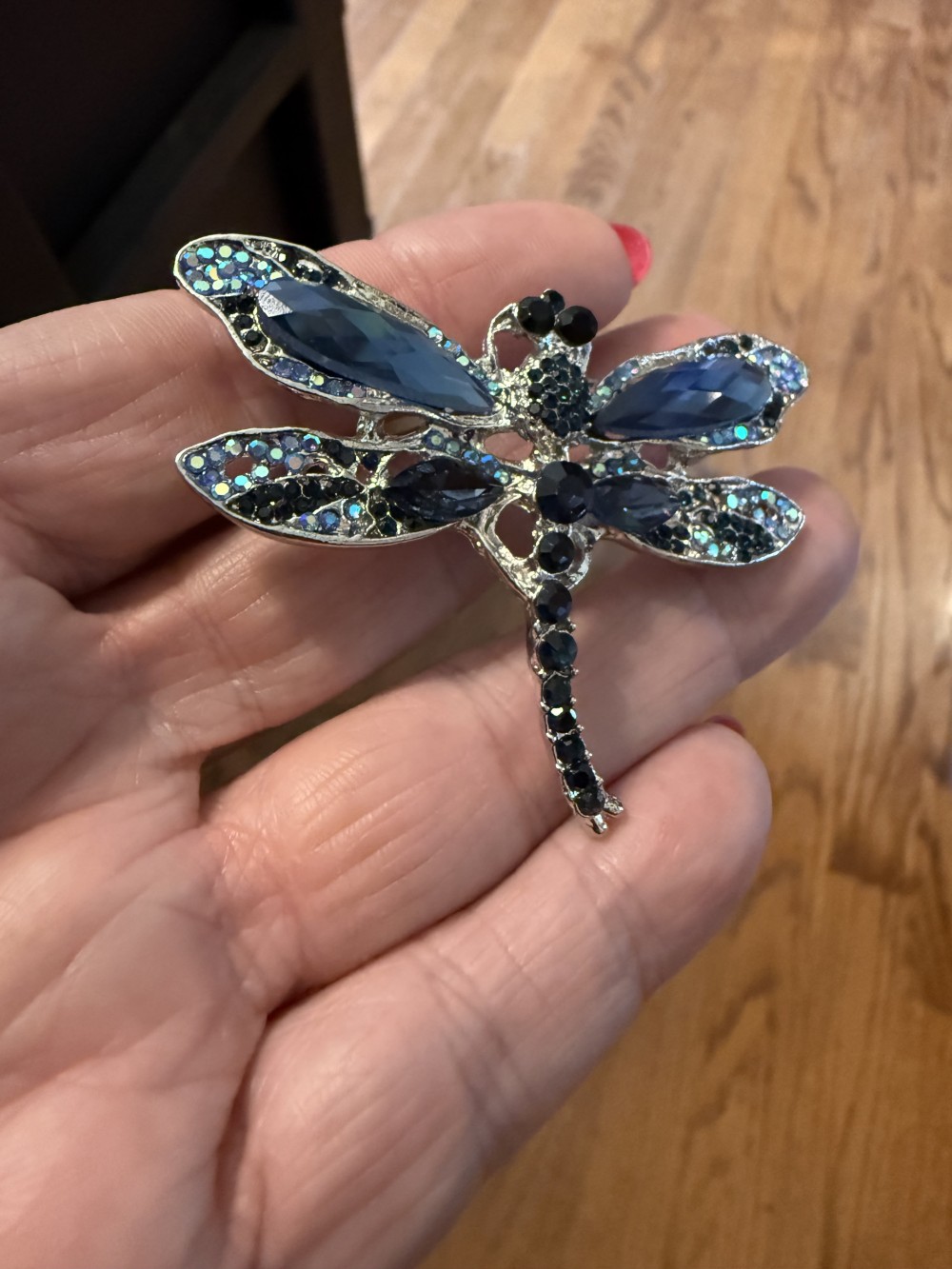 Dragonfly Brooch Pin - Blue Jewels & Stones