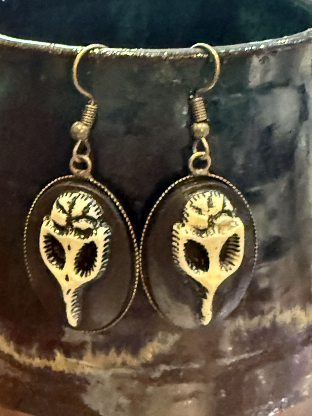 Earrings Plague Mask Cameo