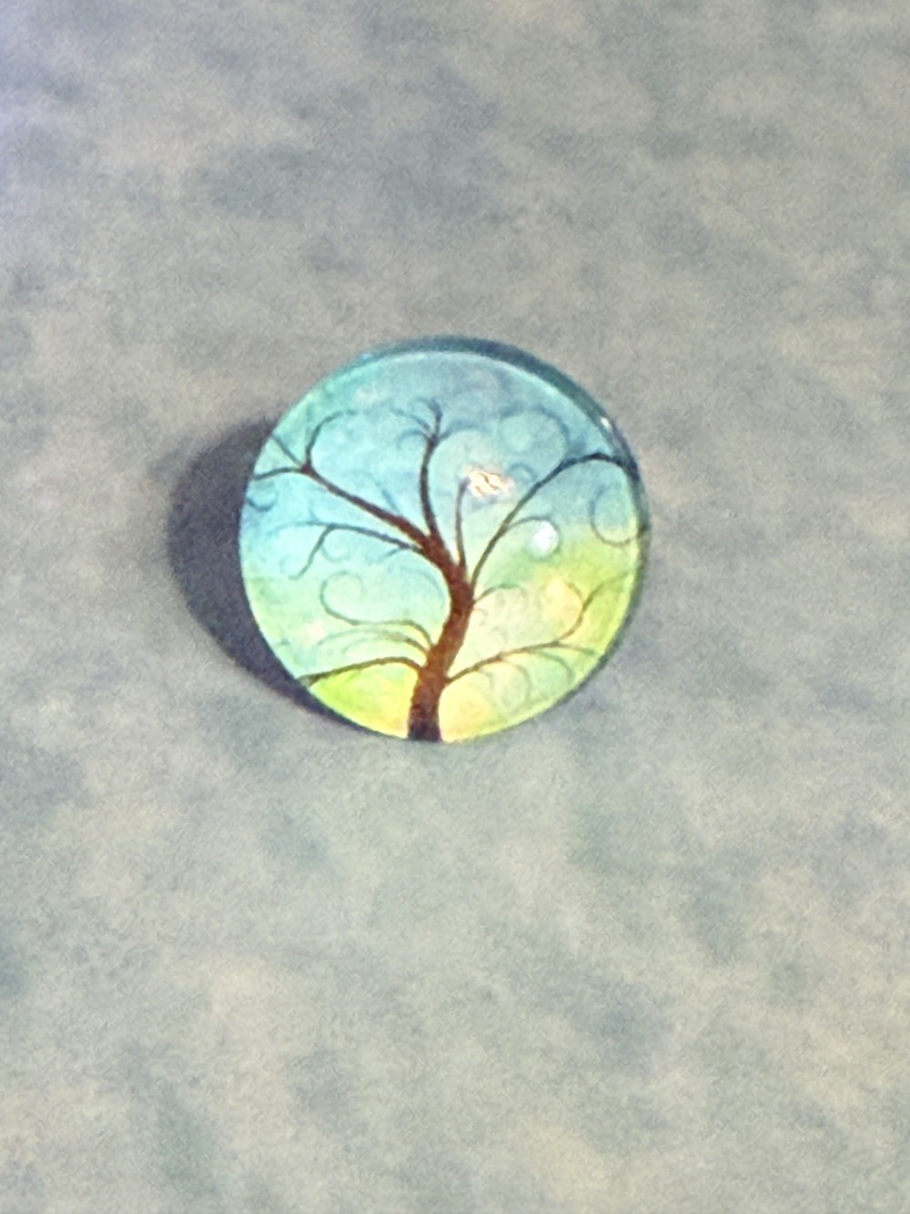 Adjustable Ring - Tree of Life Brown Tree Blue Background
