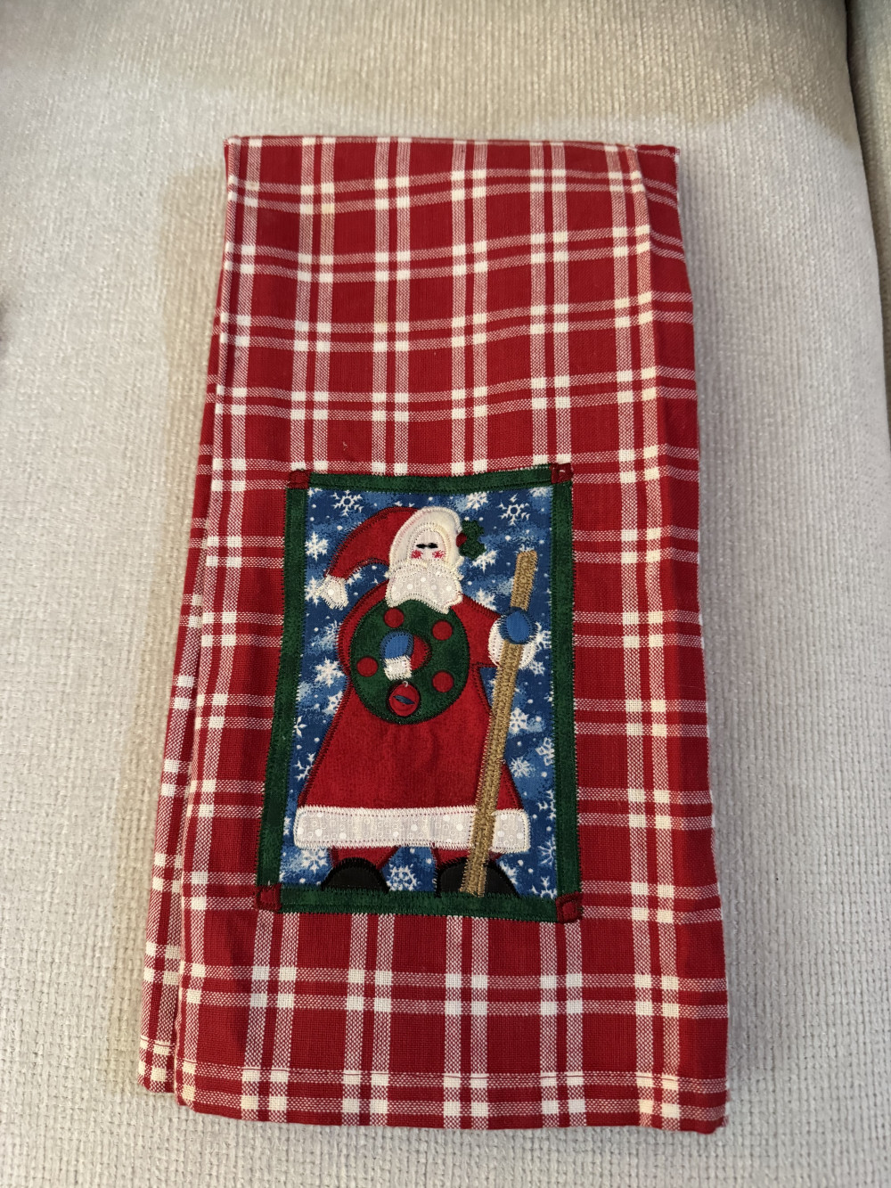 SET 3 CHRISTMAS KITCHEN TOWELS, RED PLAID