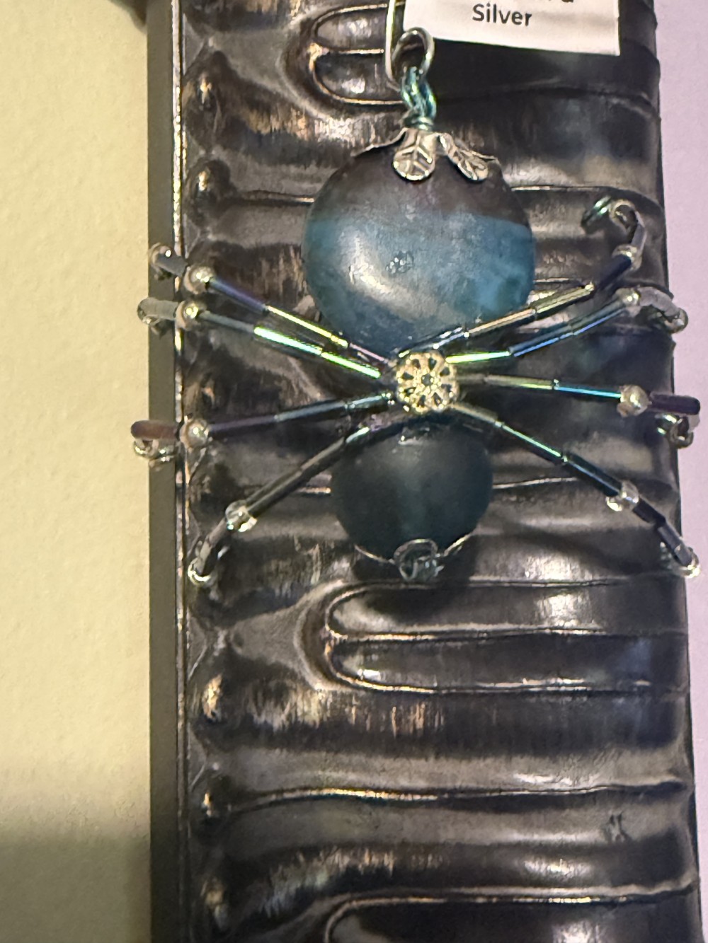 Ornament Spider Deep Blue Green & Silver