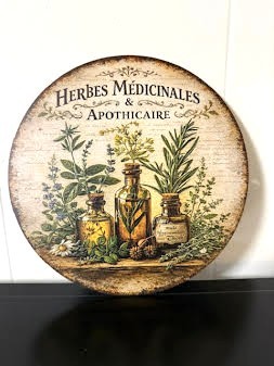 Herbes Medicinales Aposthicaire Reproduction Metal Round Sign