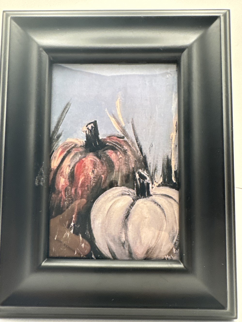 BLACK FRAMED PRINT, PUMPKINS