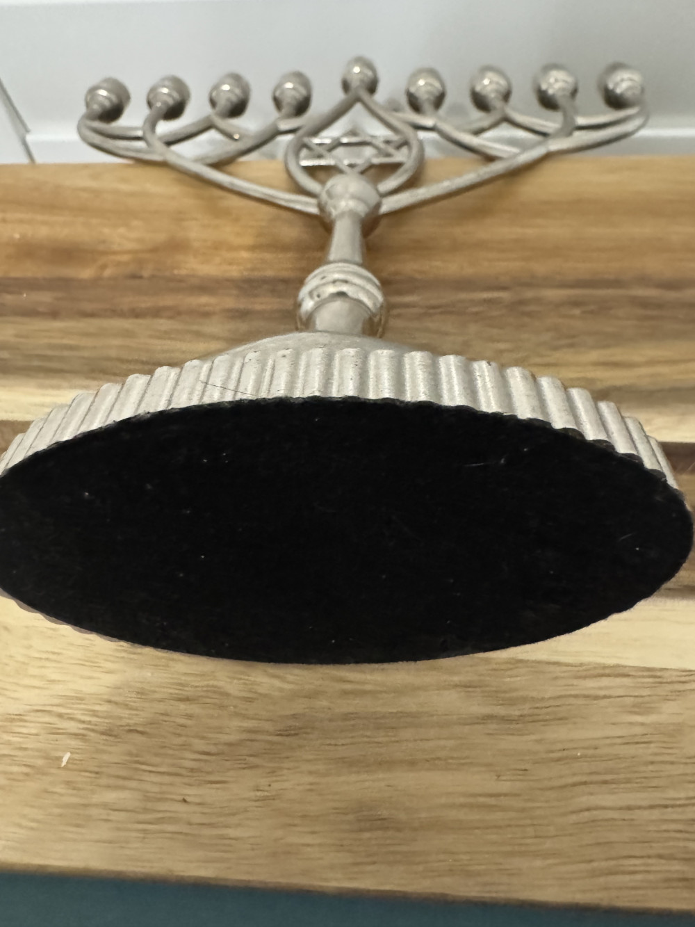 MENORAH, SILVER TONE METAL, STAR OF DAVID