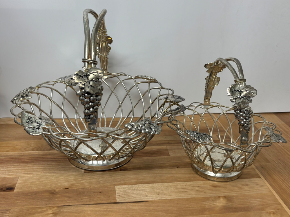 Godinger Silver Art Grape & Vine Wire Fruit Baskets Set of 2 Silver Tone