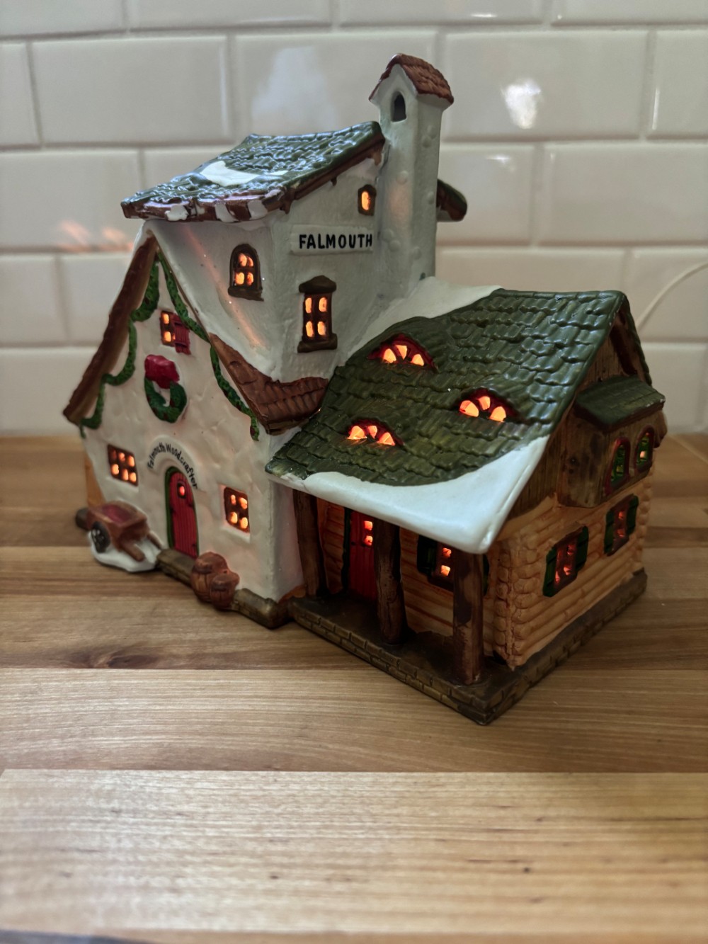 Falmouth Woodcrafter Christmas Village Lighted Building House Lemax Dickensvale 1994