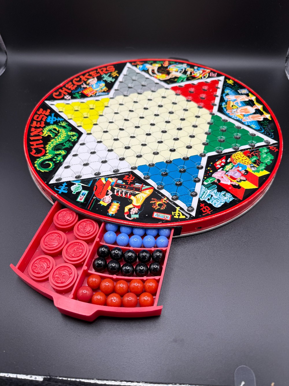 Pixie Chinese Checkers Game Metal Board Steven Mfg. Vintage