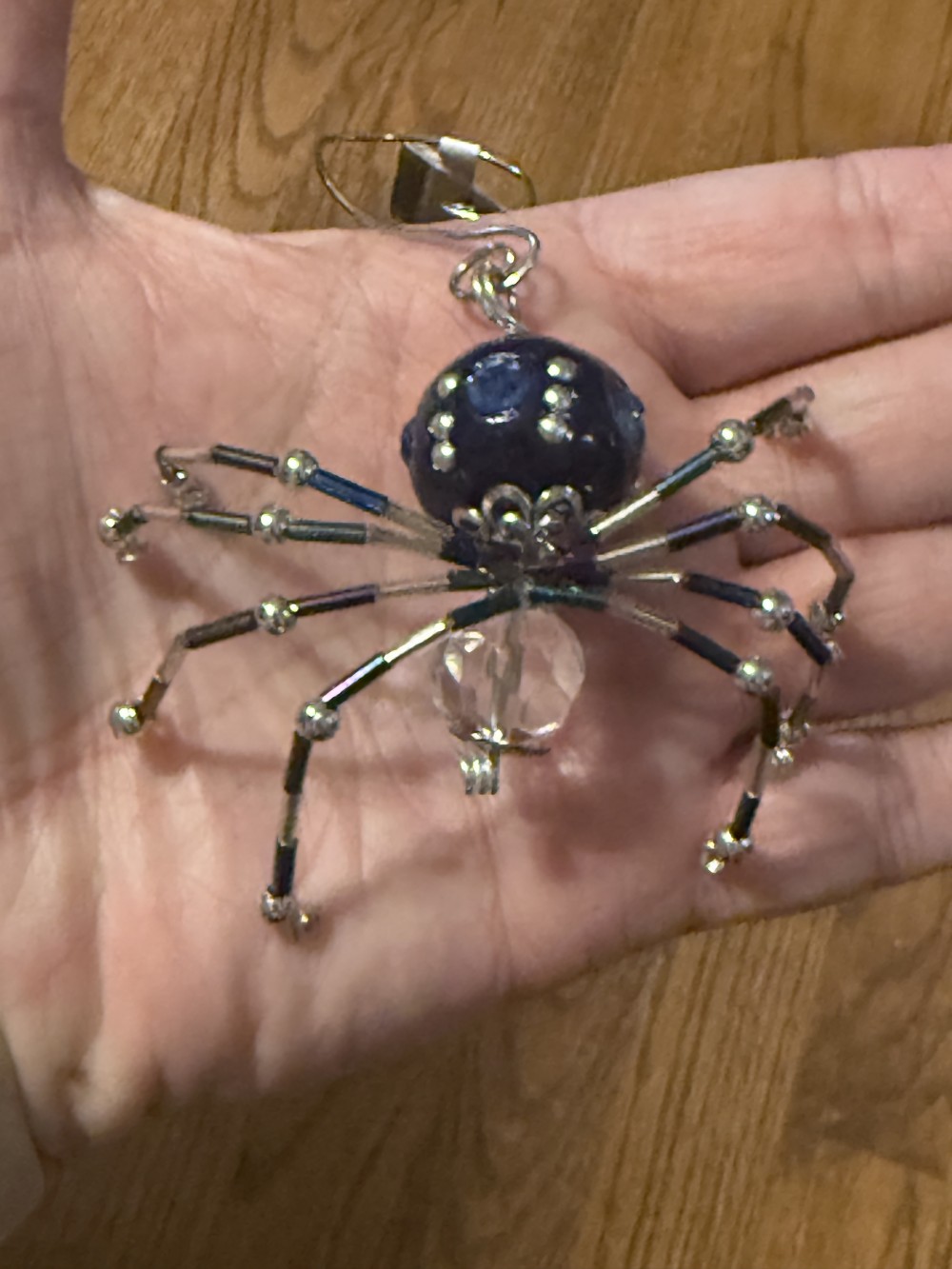 Ornament Spider M Blue Silver Clear