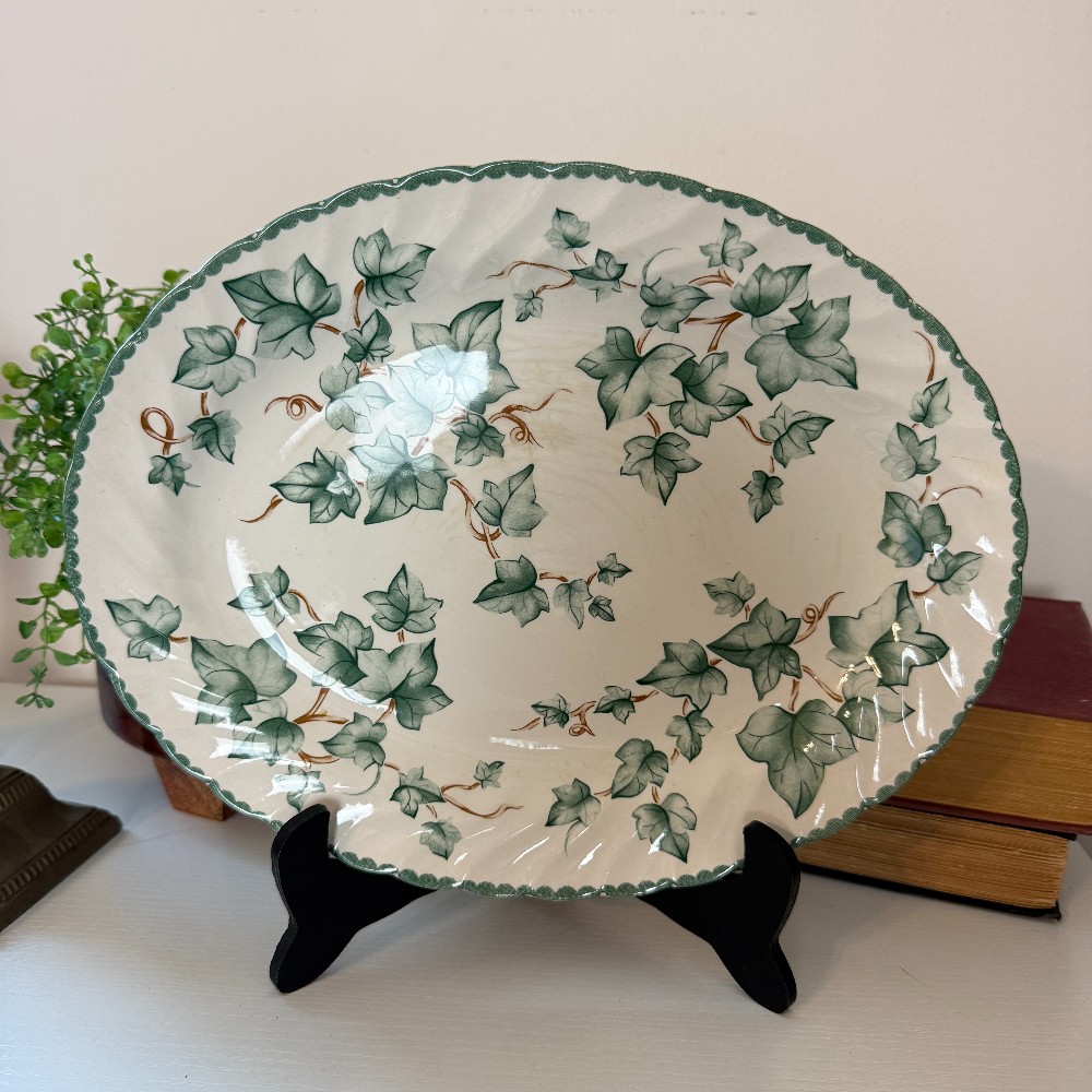 Vintage Green Ivy Oval Serving Platter