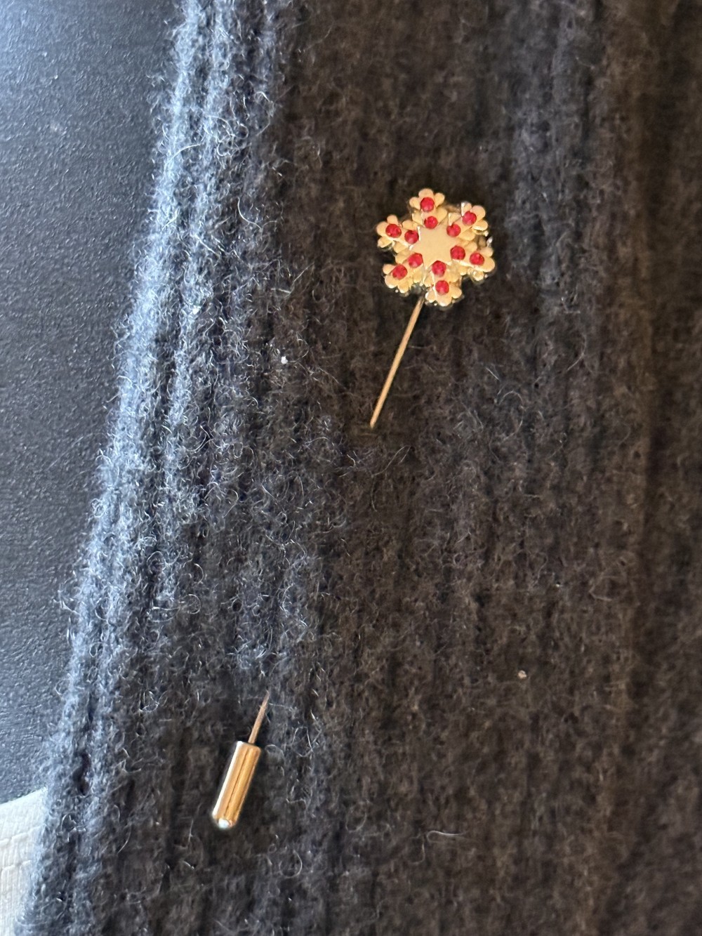 Hat Pin / Scarf Pin - Silver with Red Rhinestones, Lapel Pin