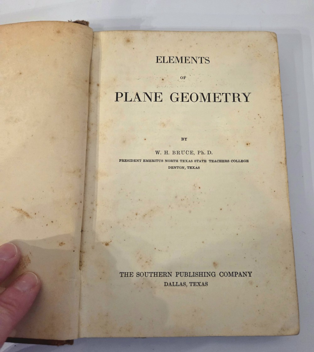 VTG 1933 Elements of Plane Geometry Book