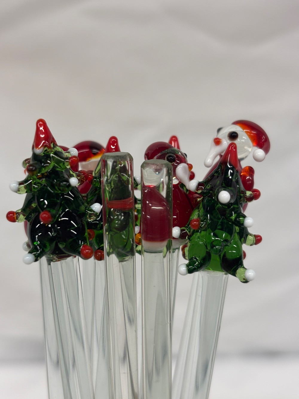 Barware glass swizzle sticks 8 Christmas & 3 plain (11)