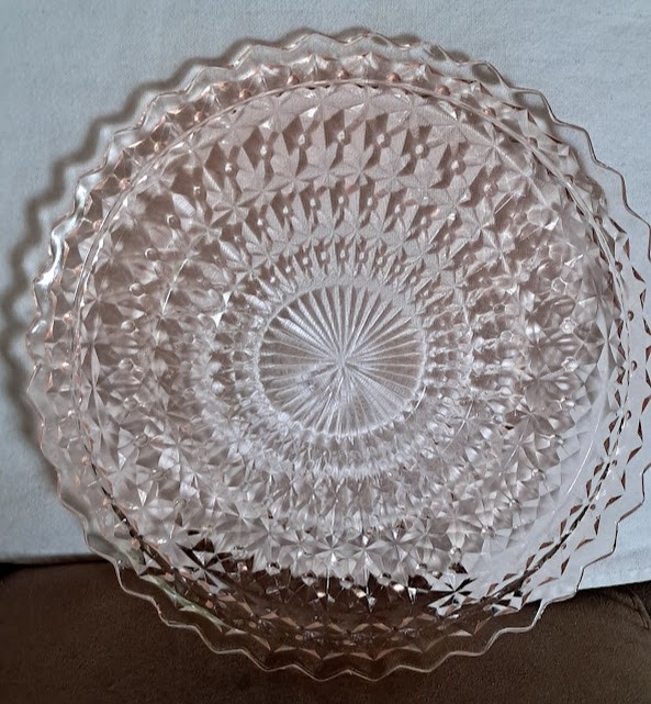 Pink Depression Platter by Jeanette Windsor (1950's)