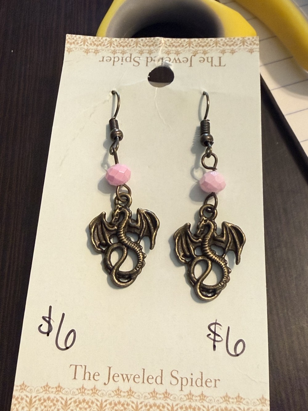 Earrings - Sm Bronze Dragon w/ Bead
