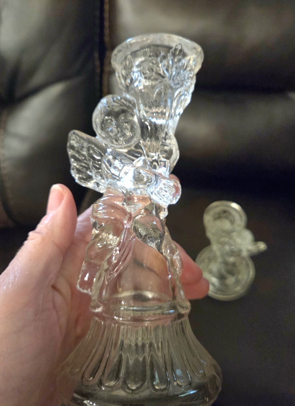 Pair of VTG Glass Angel Candle Holders