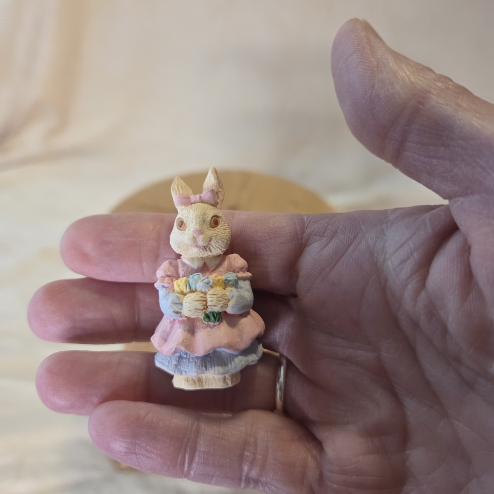 VTG Miniature Bunny in Pink Dress