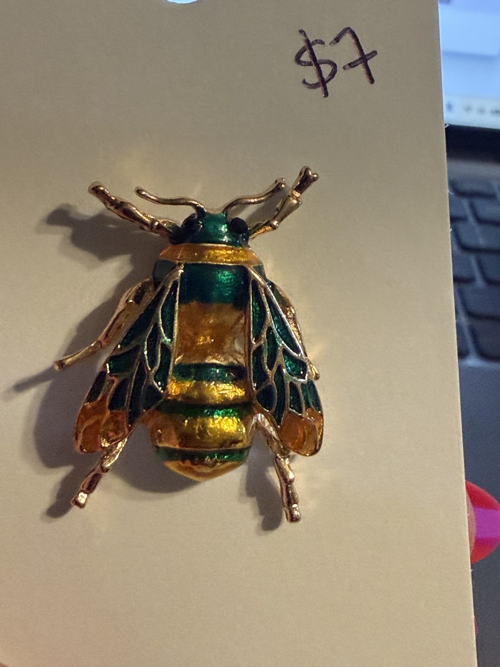 Brooch Pin - Bee in Colorful Enamel Gold