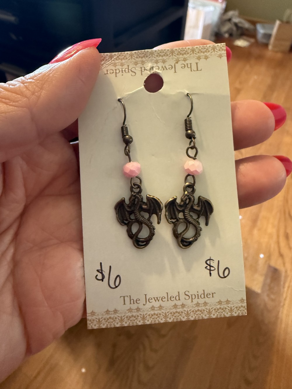 Earrings - Sm Bronze Dragon w/ Bead