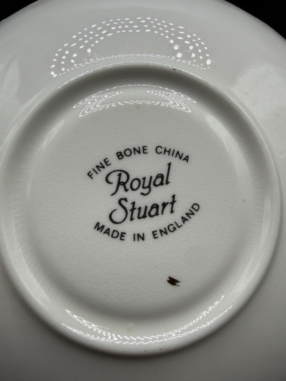 Vintage Royal Stuart Fine Bone China Demitasse Cup and Saucer Set - Swirl Fluted Pink Rose Pattern Made in England