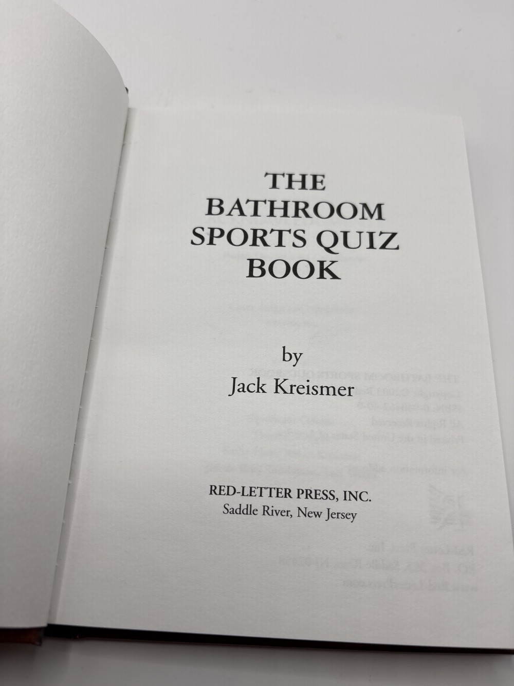 The Bathroom Sports Quiz Book by Jack Kreismer used