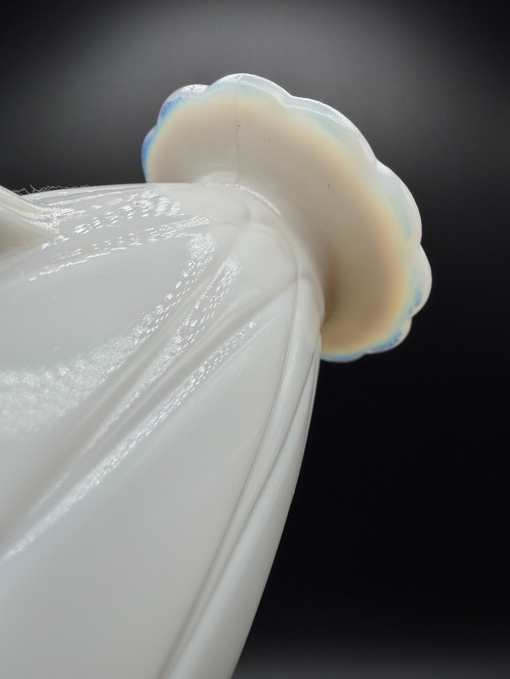 Vintage Fire-King Golden Shell Milk Glass Creamer – Anchor Hocking 22K Gold Trim Swirl