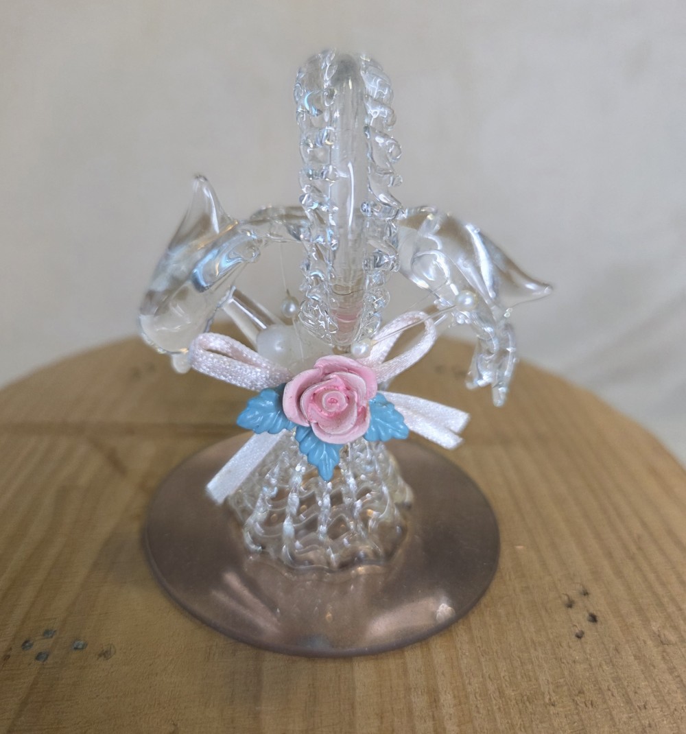 VTG Handspun Glass Cake Topper with Dolphins