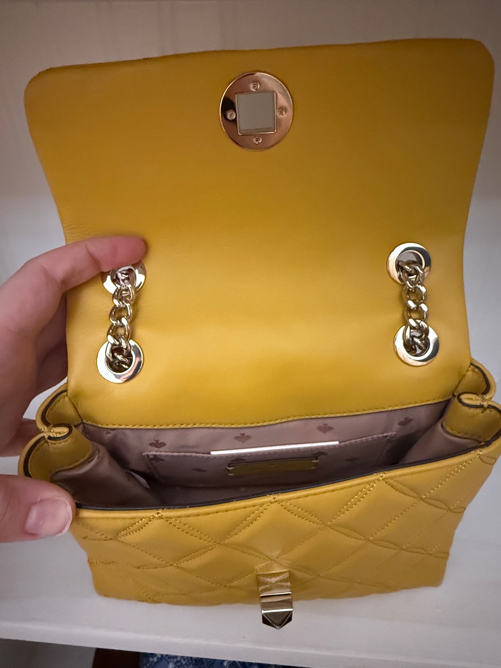 Kate Spade Natalia Crossbody Quilted Yellow with Chain