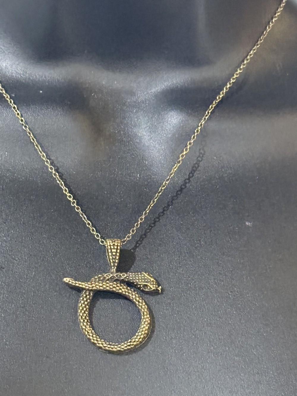 Pendant Necklace -  Snake Looped in Bronze