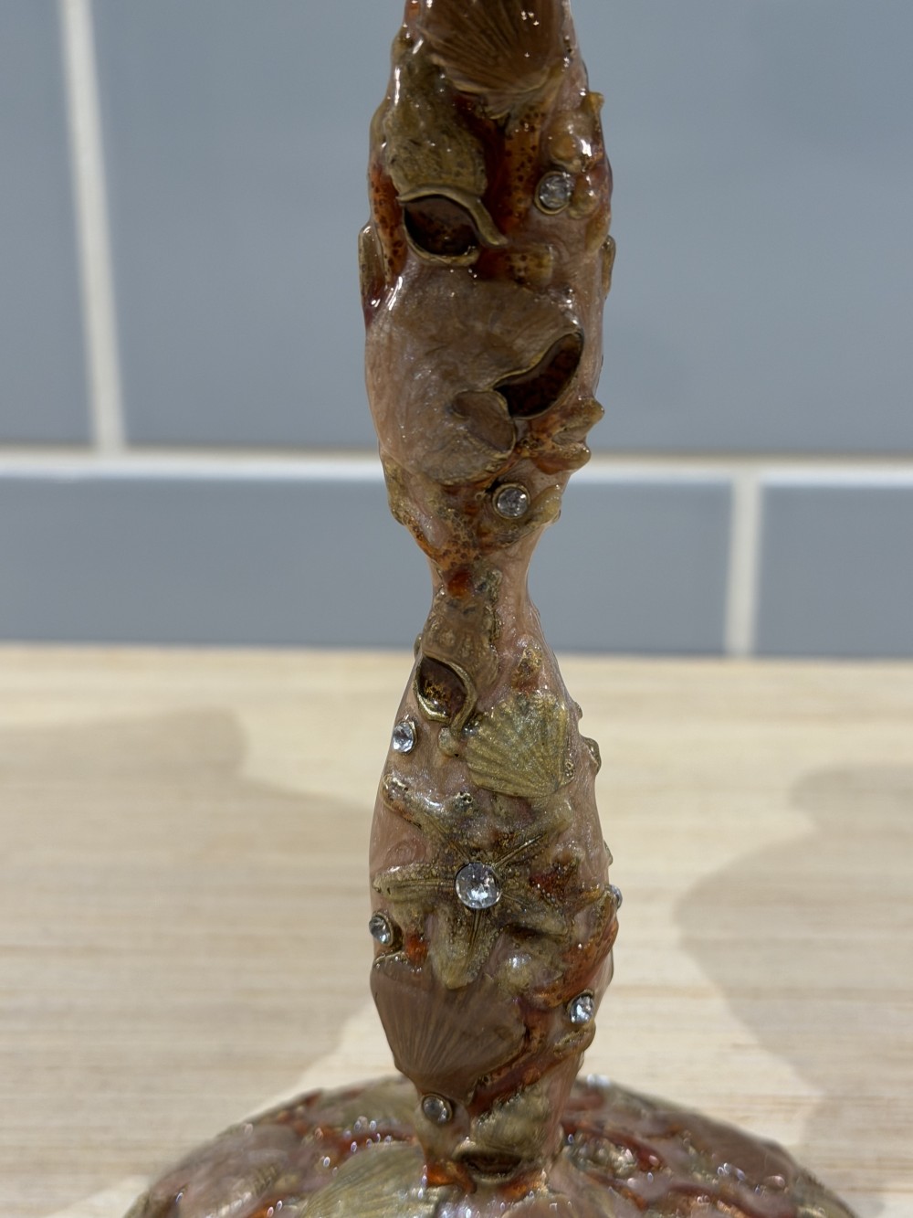 VTG Vance Kitira Seashell Pillar Candle Holder 8’