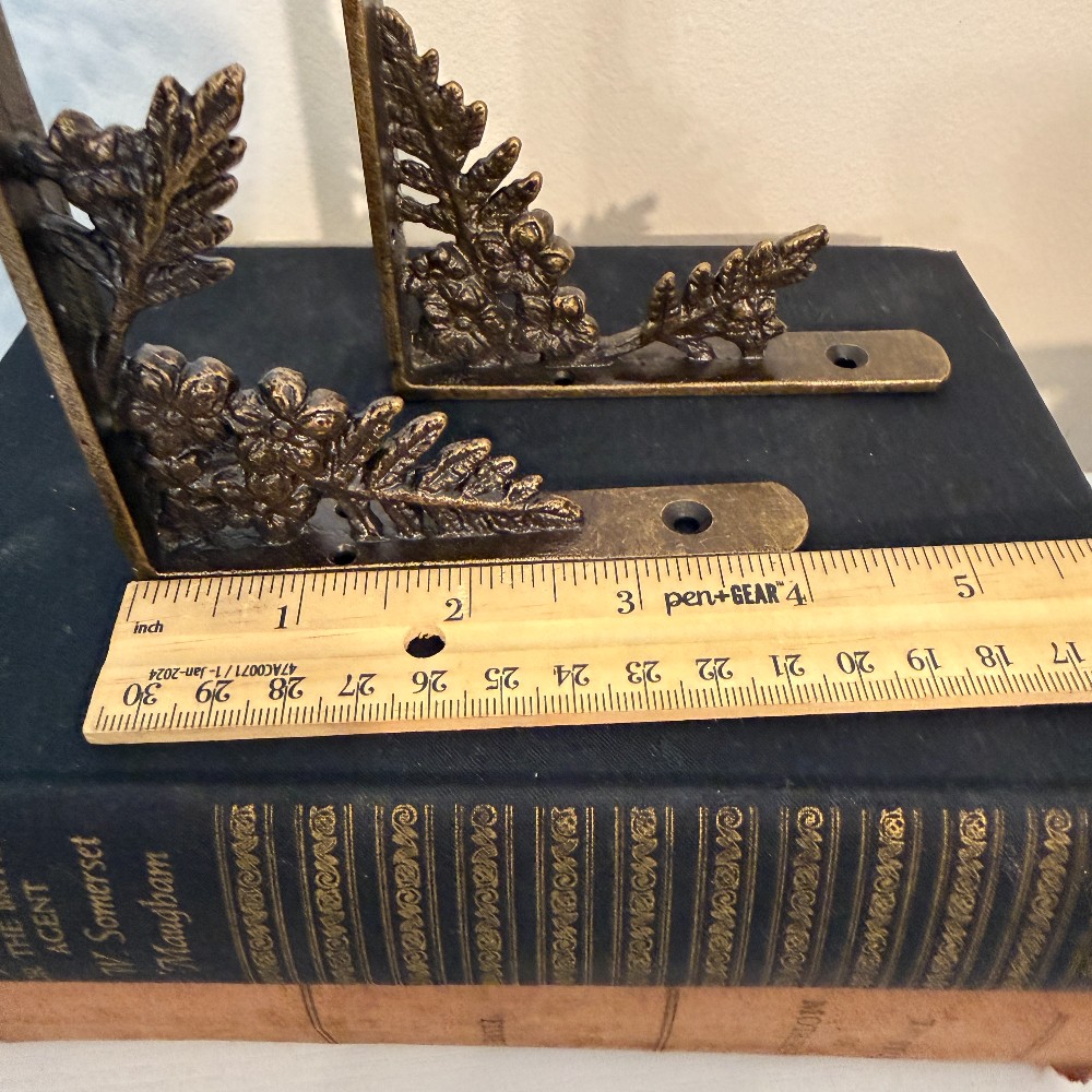 Cast Iron Floral Shelf Brackets, Pair