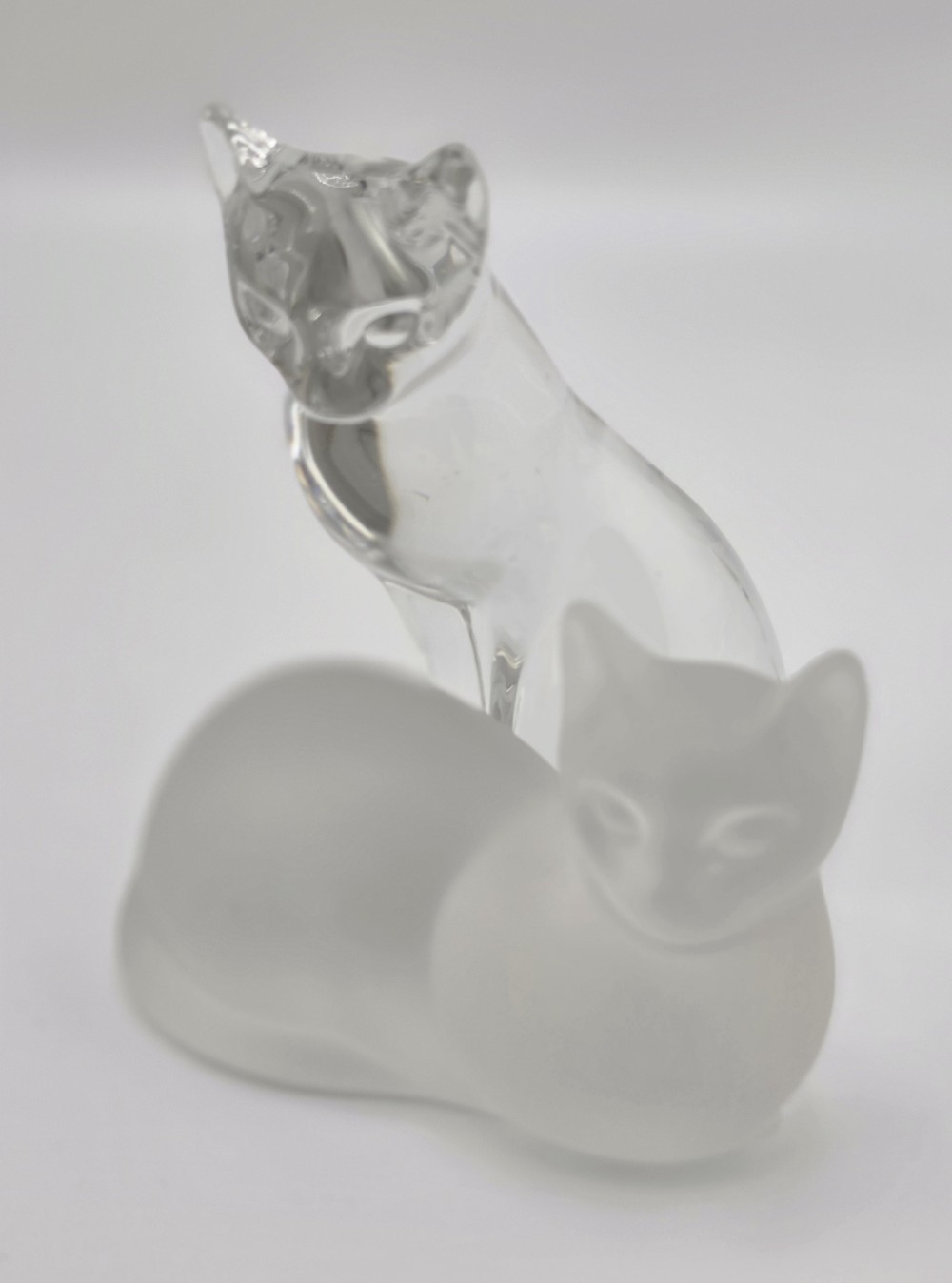 VTG 1993 Lenox Crystal Cat Frosted and Clear Set