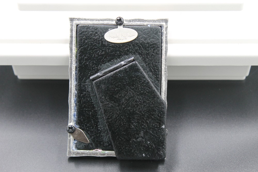 Mini cottagecore Nicole Miller metal frame with enamel flowers, removable insert