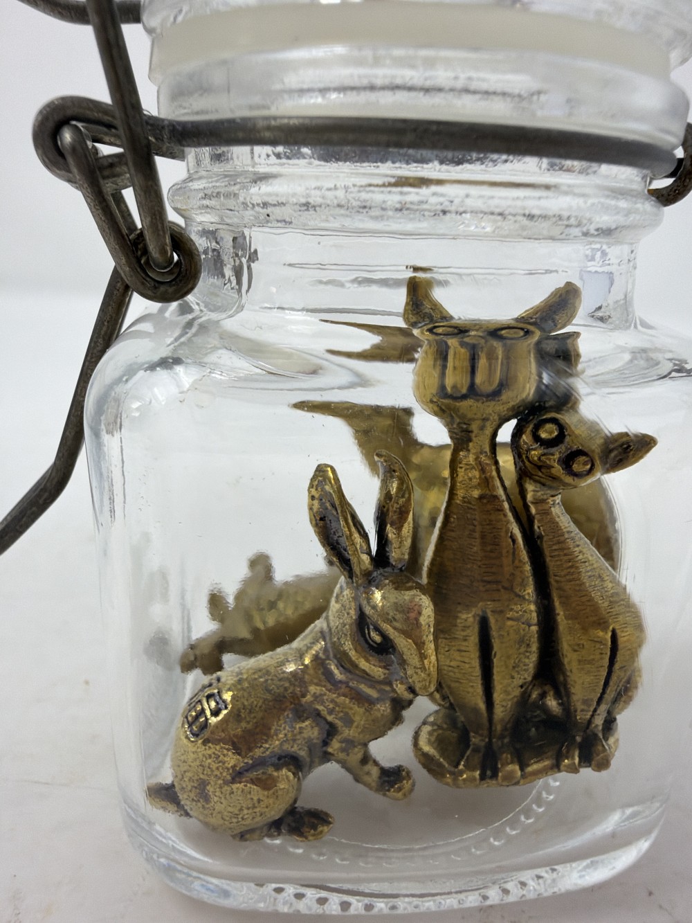 Mini Brass Animals in Jar
