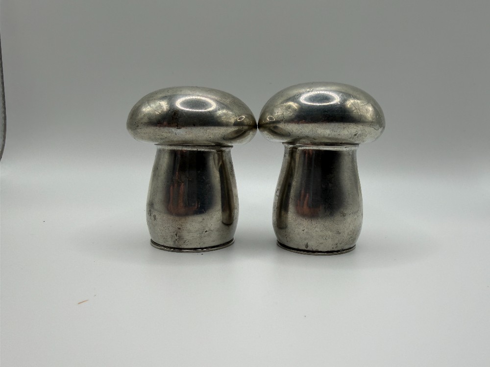 Mushroom Salt and Pepper Shakers Kirk Stieff Pewter