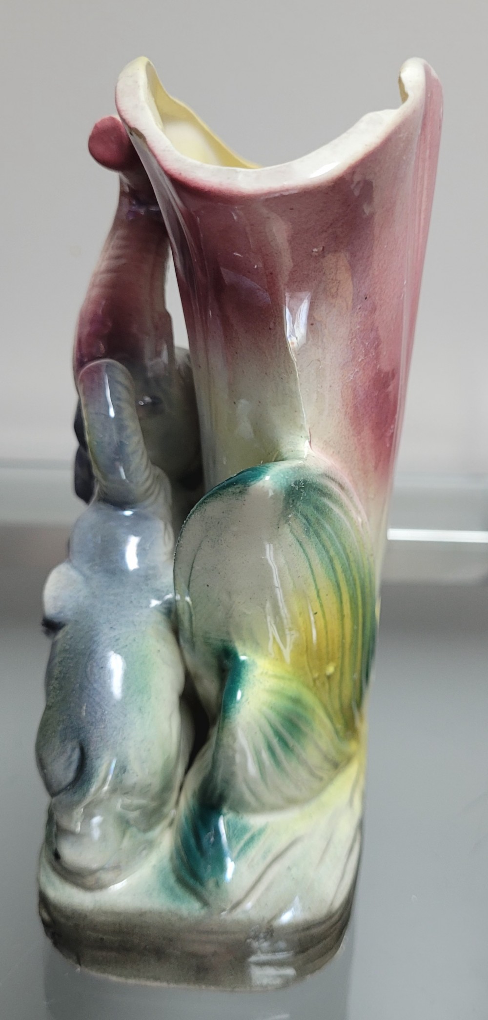 VTG 1950s Lustreware Japan Elephants vase, AS IS