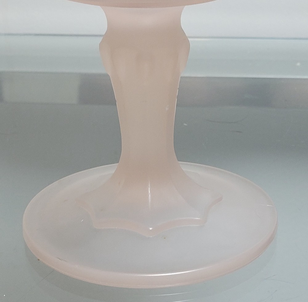 VTG Indiana Glass Teardrop Compote Satin Pink
