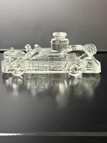 1940s Glass Fire Truck Candy Holder