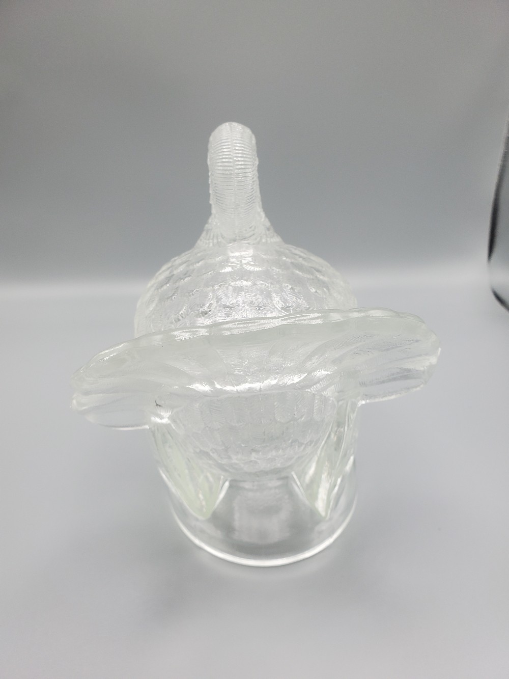 L E Smith Clear Glass Turkey Lidded Candy Dish