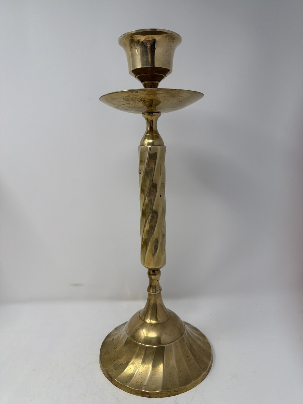 Vtg Brass Swirl Candlestick Holder