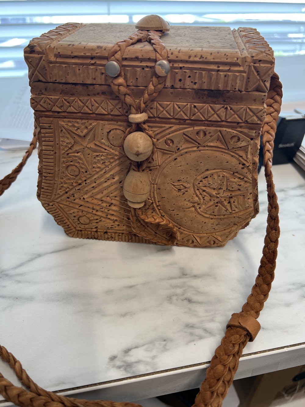 Moon and Stars Cork Purse with Mirror