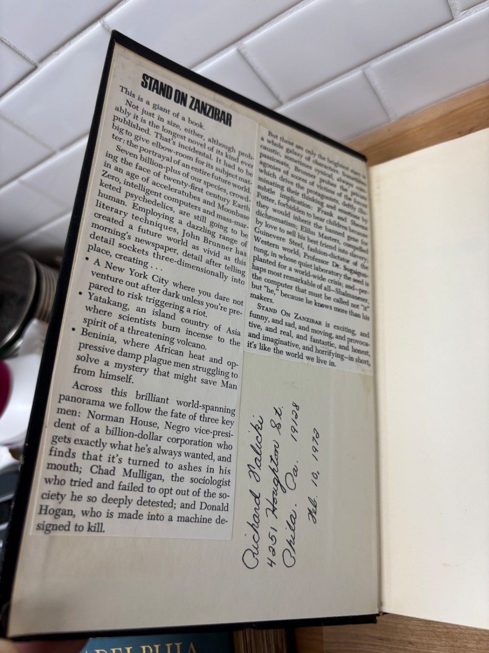 Book Stand on Zanzibar by John Brunner Hardcover 1968 Science Fiction Book Club Edition