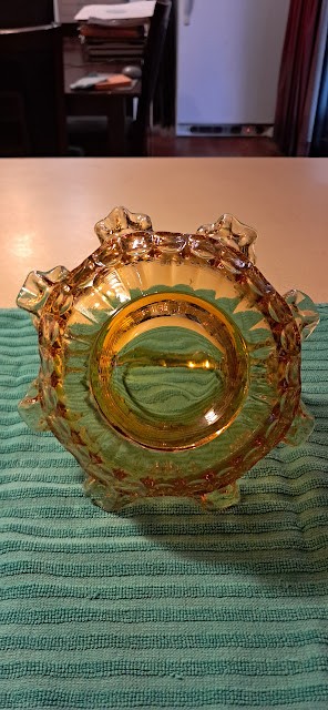 Fenton Amber Thumbprint Basket