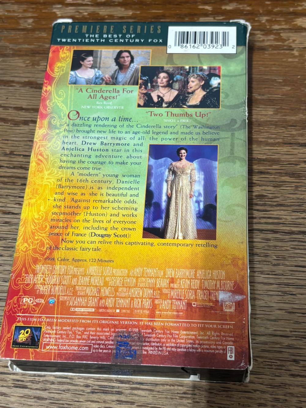 Ever After A Cinderella Story VHS Movie Drew Barrymore Anjelica Huston Premiere Series 1998