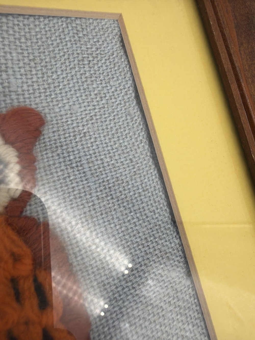 Vintage Framed Owl Yarn Art