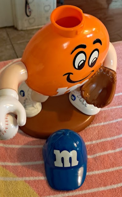 Orange Baseball Pitcher M&M Candy Dispenser