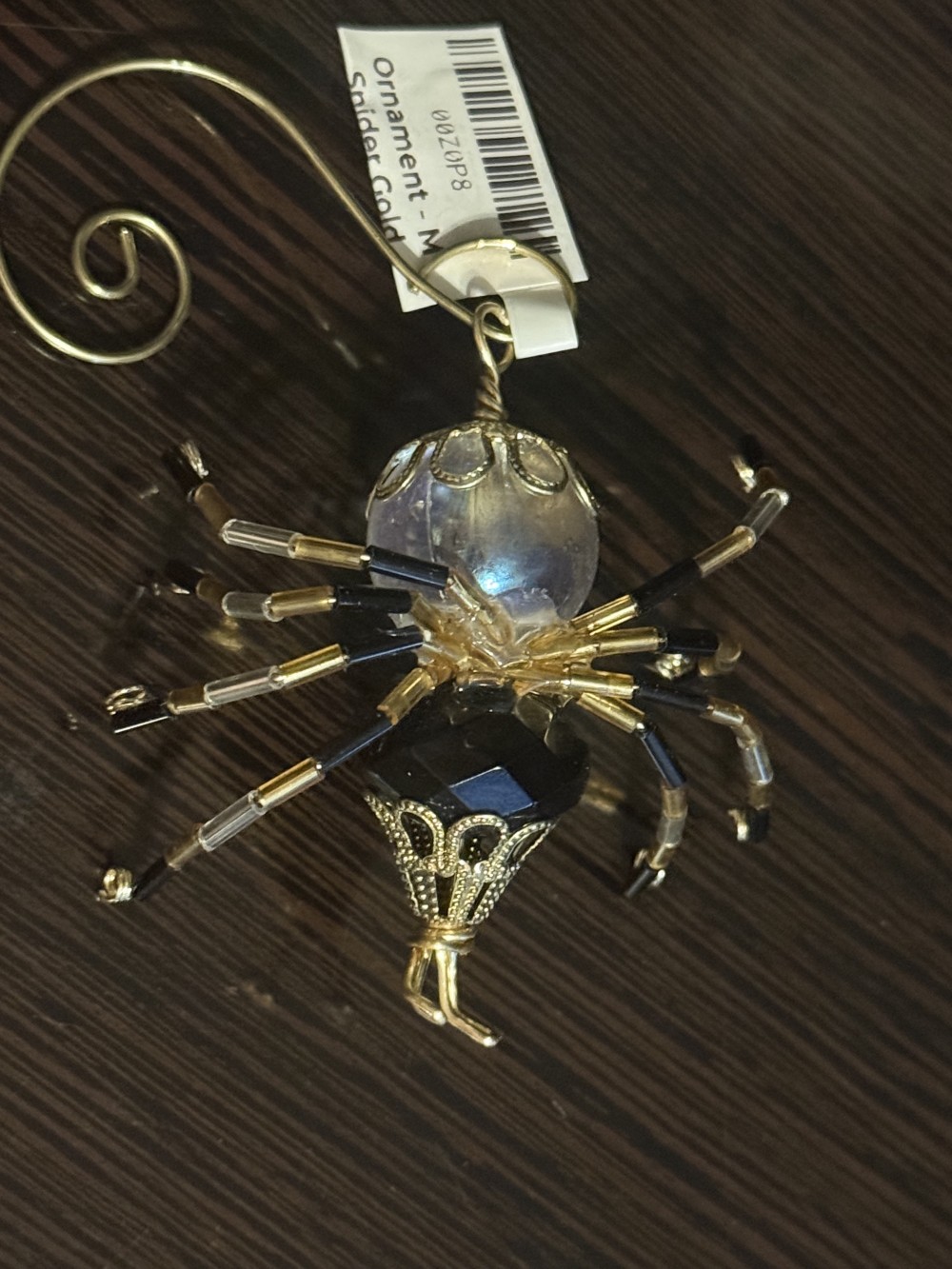Ornament - Spider Black Clear Gold