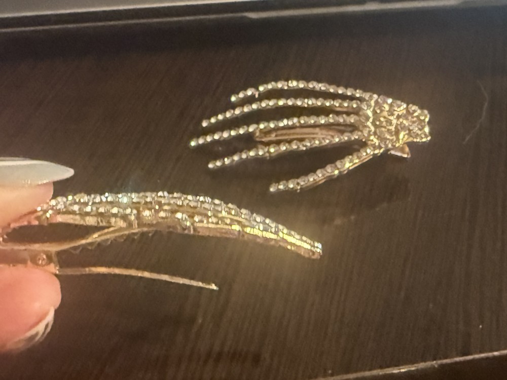 Hair Clips - Rhinestone Golden Skeleton Hands