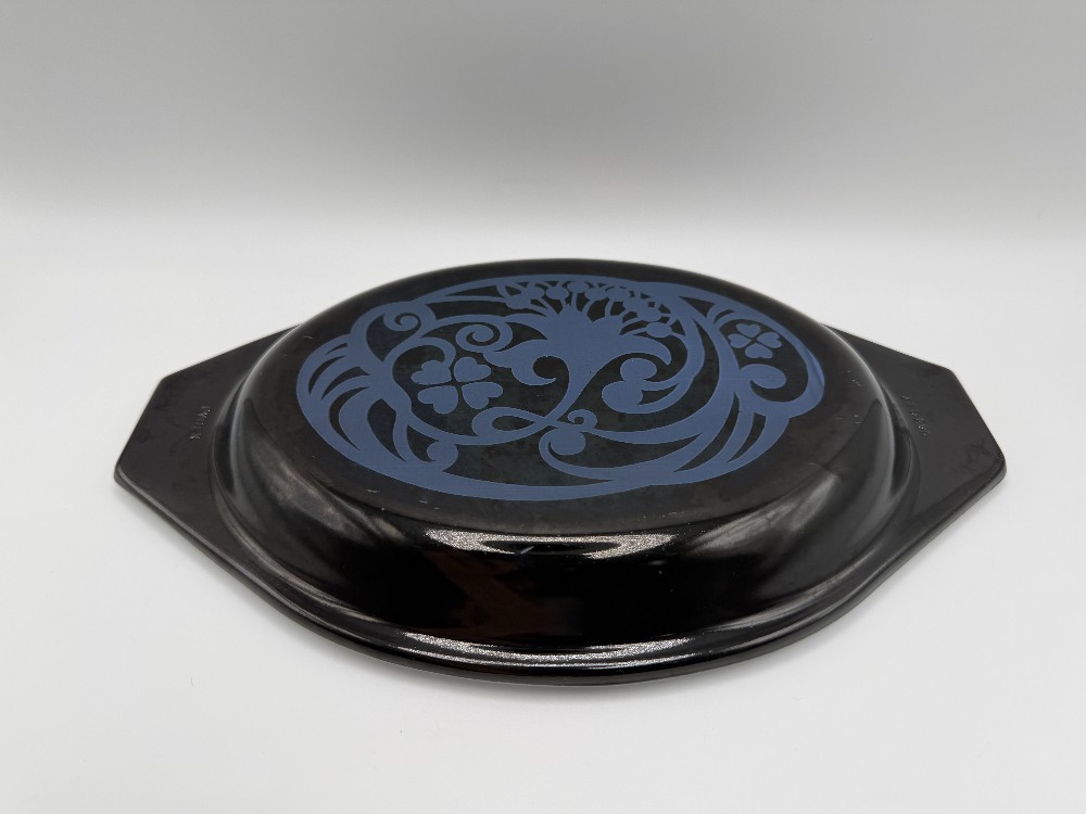 Rare 1970 Pyrex Midnight Bloom Black Oval Casserole LID ONLY 943 C