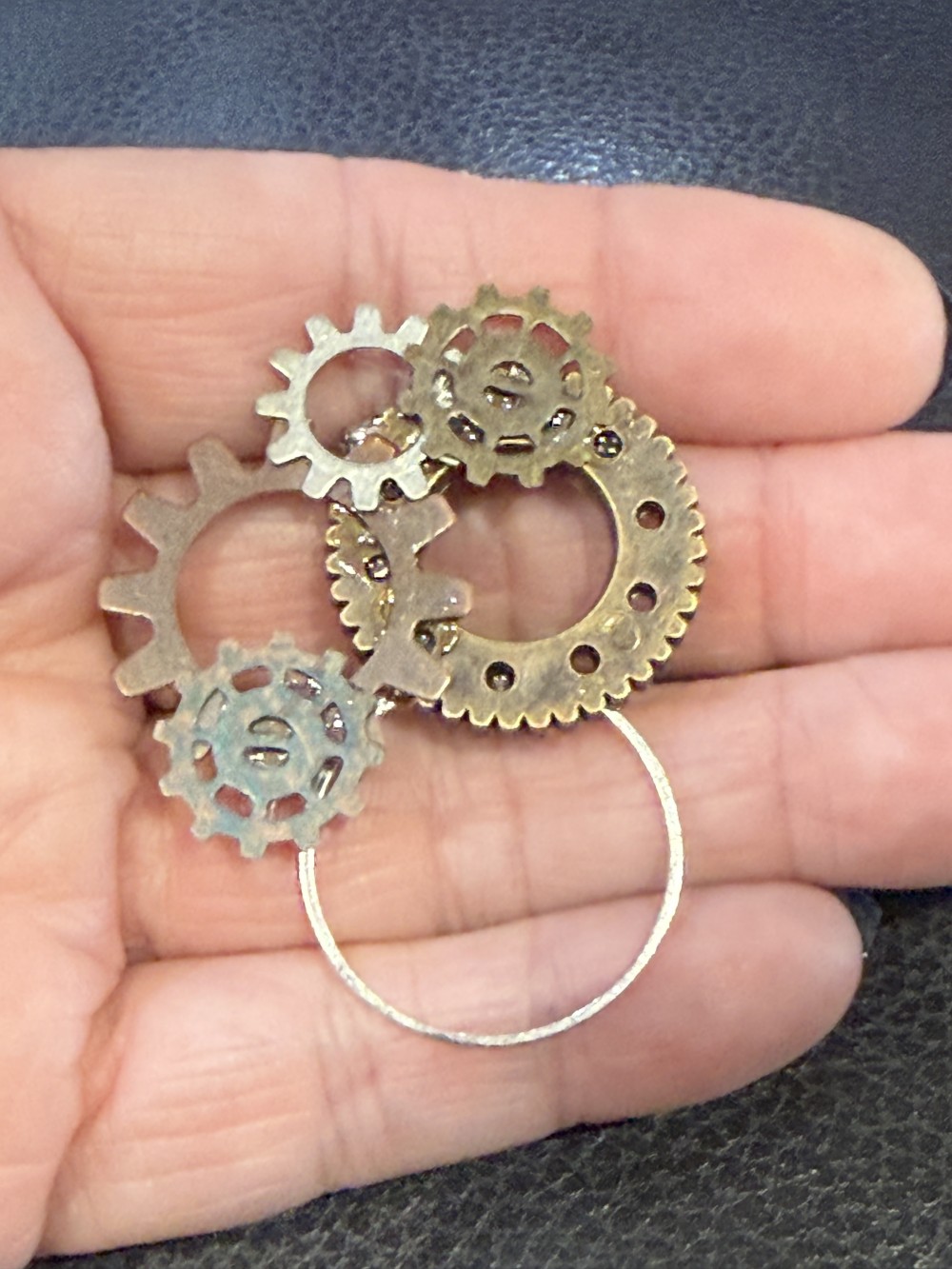 Eyeglass or ID Badge Holder Pin - SteamPunk Gears