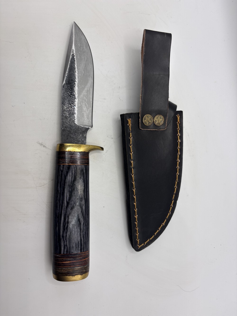 Handmade Knife  approx. 8 inch Fixed Blade Gray  Handle New w/case